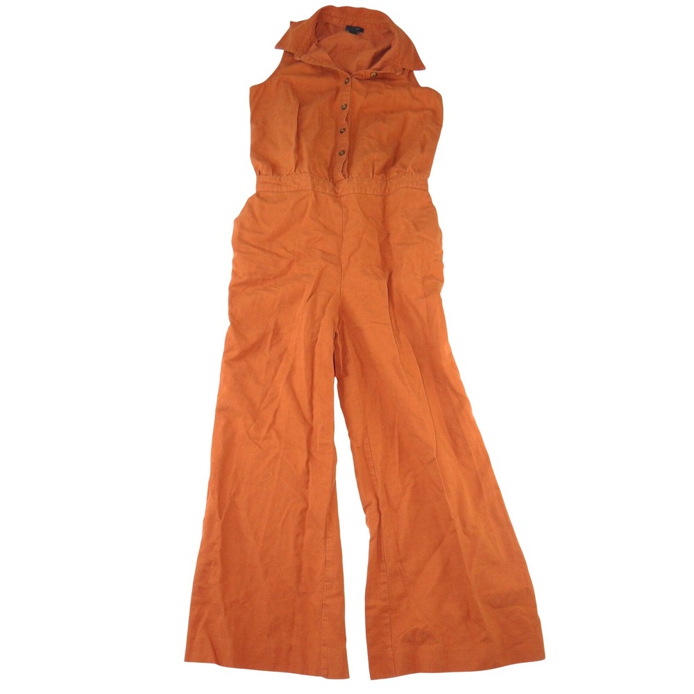 Ann Taylor Factory Burnt Orange Sleeveless Wide Leg Button Front Jumpsuit 0